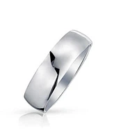 Bling Jewelry Simple Traditional Dome Promise Band Ring .925 Sterling Silver 7MM Comfort Fit