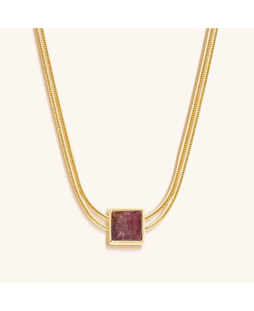 Charm & Harmonize Pink Tourmaline Evil Eye October Birthstone Necklace