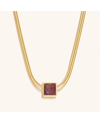 Charm & Harmonize Pink Tourmaline Evil Eye October Birthstone Necklace