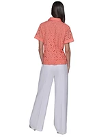 Karl Lagerfeld Paris Women's Eyelet Cotton Shirt