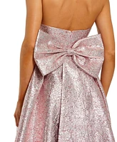 Mac Duggal Women's Metallic Strapless Brocade Gown With Oversized Bow