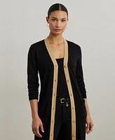 Lauren Ralph Women's Two-Tone Cotton-Blend Cardigan