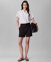 Calvin Klein Women's Linen-Blend Short-Sleeve Shirt