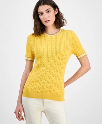 Tommy Hilfiger Women's Tipped Short-Sleeve Sweater