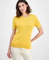 Tommy Hilfiger Women's Tipped Short-Sleeve Sweater