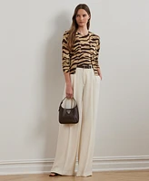 Lauren Ralph Women's Zebra-Print Linen-Cotton Cardigan