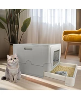Bingopaw Front Entry Cat Litter Box with Scoop & Odor Control Tray