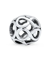 Bling Jewelry Set of 2 Couples Kissing Lovers & Valentine Heart Knot Spacer Charm Bead Silver
