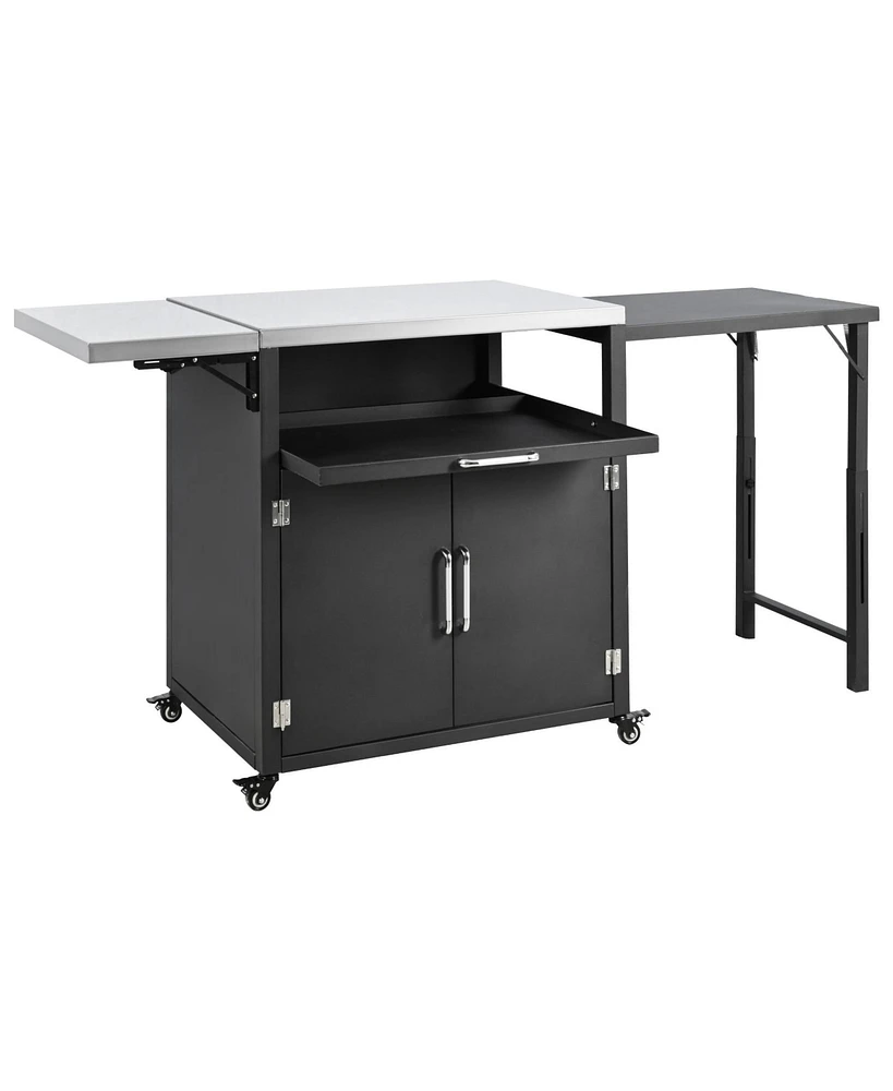 Mondawe Versatile Outdoor Cabinet with Folding & Expandable Work Surfaces