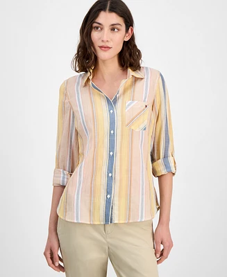 Tommy Hilfiger Women's Striped Roll-Tab Shirt