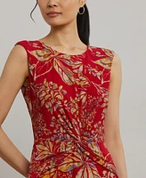 Lauren Ralph Women's Floral Twist-Front Stretch Jersey Dress