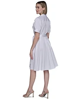 Karl Lagerfeld Paris Women's Floral-Applique Cotton Shirtdress