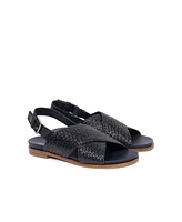 Leather Woven Crossover Sandal