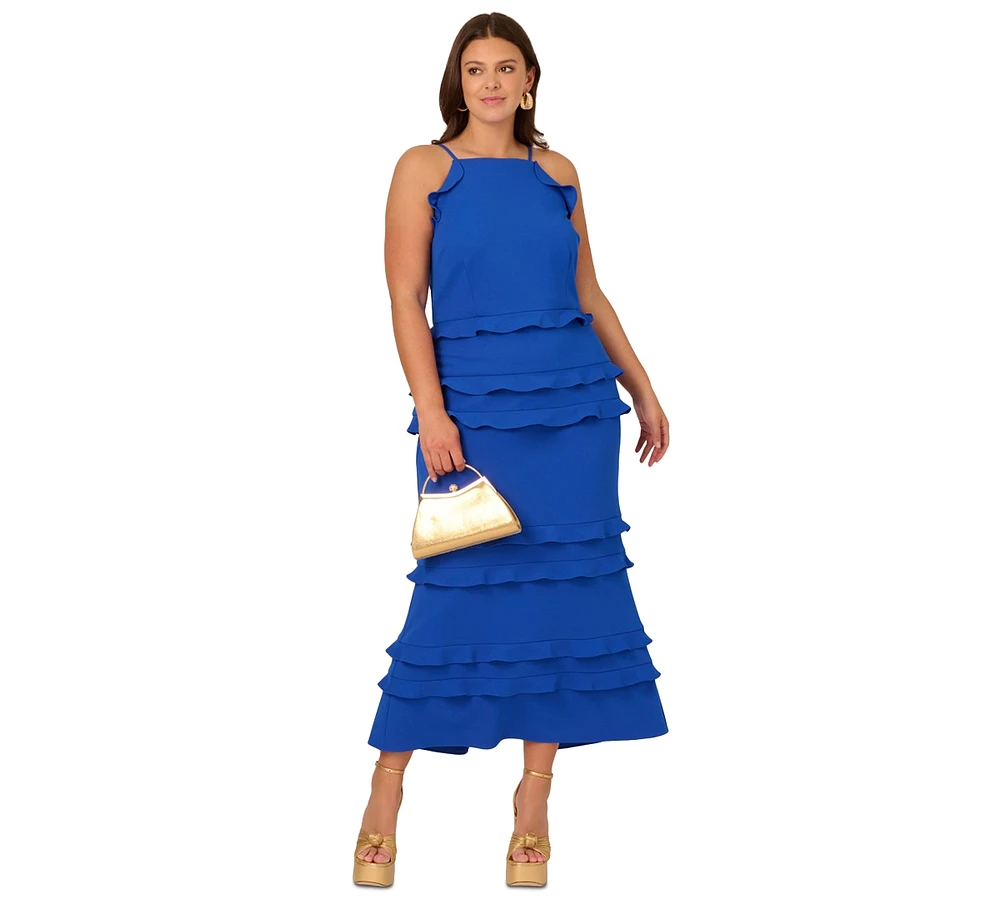 Adrianna by Papell Plus Ruffled Sleeveless Midi Dress
