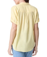 Gloria Vanderbilt Women's Daisy Drop-Hem Button Shirt