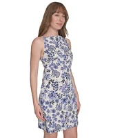 Tommy Hilfiger Women's Helena Square-Neck Floral Hopsack Sheath Dress