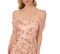 Adrianna Papell Women's Sequinned Embroidered Evening Gown