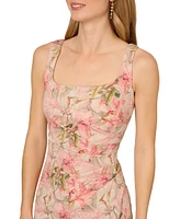 Adrianna Papell Women's Jacquard High-Slit Column Gown