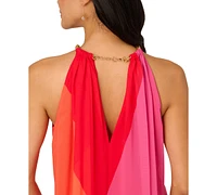 Adrianna Papell Women's Colorblocked Halter Dress