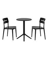 3-Piece Outdoor Resin Patio Bistro Set with Stackable Dining Chairs