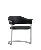 Upholstered Faux Leather Open Back Dining Arm Chair