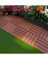 Interlocking Deck Tiles, 44 Pack, 12"x12", Waterproof, Red/Brown