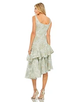 Mac Duggal Women's Rose Detail Asymmetrical Brocade Dress