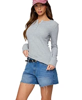 Edikted Women's Helaine Waffle Henley T Shirt
