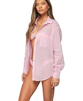 Edikted Women's Kellen Oversized Cotton Button Up Shirt