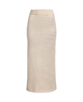 Lands' End Women's Cotton Open Knit Maxi Swim Cover-up Skirt