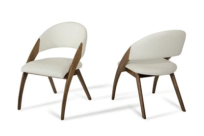 Set of Two Upholstered Faux Leather Dining Side Chairs