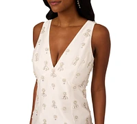 Adrianna Papell Women's Beaded Taffeta Mini Dress