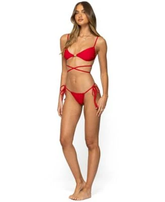 Edikted Womens Buffie Red Bikini Set
