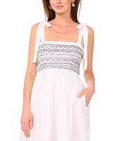1.state Women's Cotton Tie-Shoulder Smocked Midi Dress