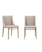 Set of 2 Brass Contemporary Dining Chairs for Modern Kitchen or Dining Room