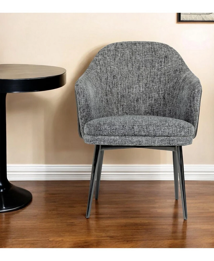 Upholstered Fabric and Faux Leather Wing Back Dining Arm Chair
