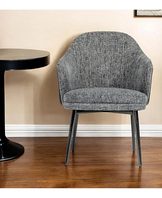 Upholstered Fabric and Faux Leather Wing Back Dining Arm Chair