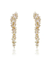14k Gold Plated Cubic Zirconia Waterfall Cluster Linear Earrings
