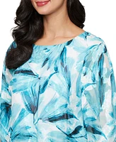 Alex Evenings Petite 3/4-Sleeve V-Hem Burnout Blouse