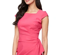 Alex Evenings Women's Square-Neck Tulip-Overlay Dress