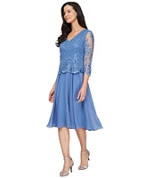 Alex Evenings Women's V-Neck Sequin Chiffon Dress