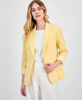 Tahari Asl Women's Peak-Lapel Roll-Tab Button-Front Jacket