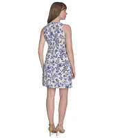 Tommy Hilfiger Petite Printed Hopsack Sleeveless Dress