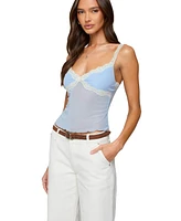 Edikted Women's Contrast Lacey Mesh Tank Top