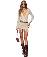 Edikted Women's Tassel Knit Wrap Mini Dress