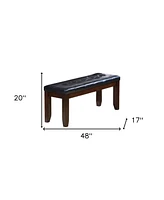 Contemporary Upholstered Faux Leather Bench with Cushion