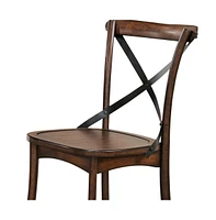 Set of Two Wood Cross Back Dining Chairs for Living Room or Kitchen Use