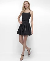 Dkny Women's Sleeveless Belted Bubble-Hem Dress