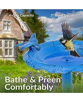 Garden Visitor Metal Bird Bath with Uv-Resistant Finish - Cast Aluminum Blue Patina 22.75" H