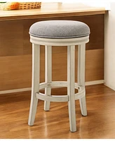 Backless Swivel Counter Height Bar Chair – Solid Wood Frame for Kitchen or Dining Use